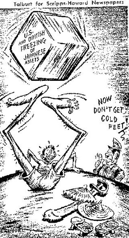 Roosevelt freezes Japanese assets in United States and suspends relations.