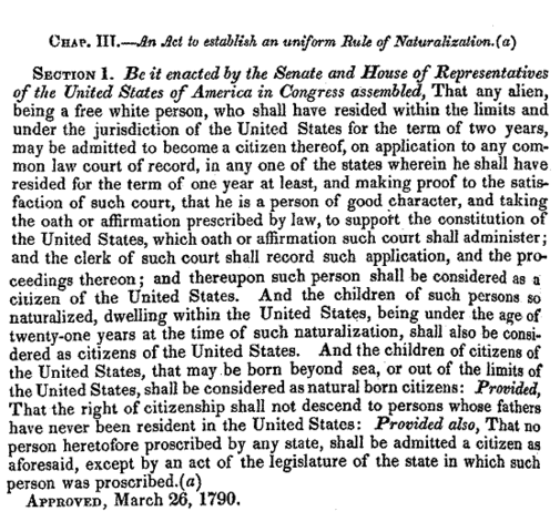 First Alien Naturalization Act