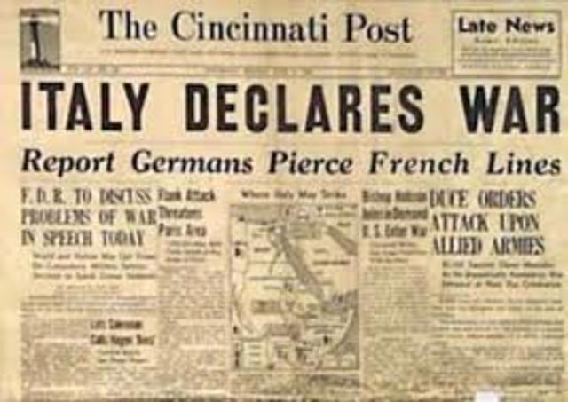 Italy declared war on Germany and Austria