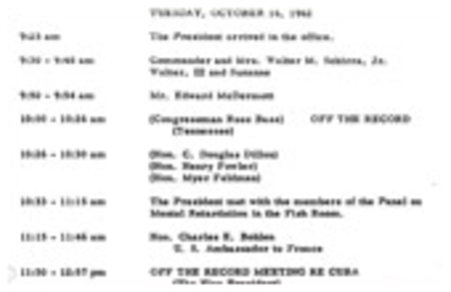 President JFK learned of the nuclear missles in Cuba.