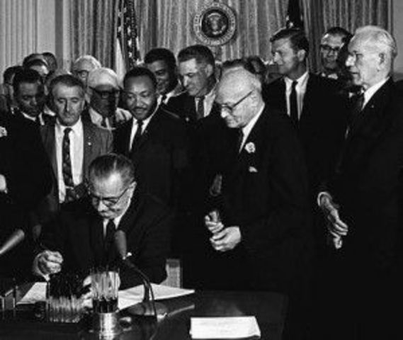 An omnibus legislation in the U.S. Congress on Civil Rights is passed. It banned discrimination in jobs, voting and accommodations.