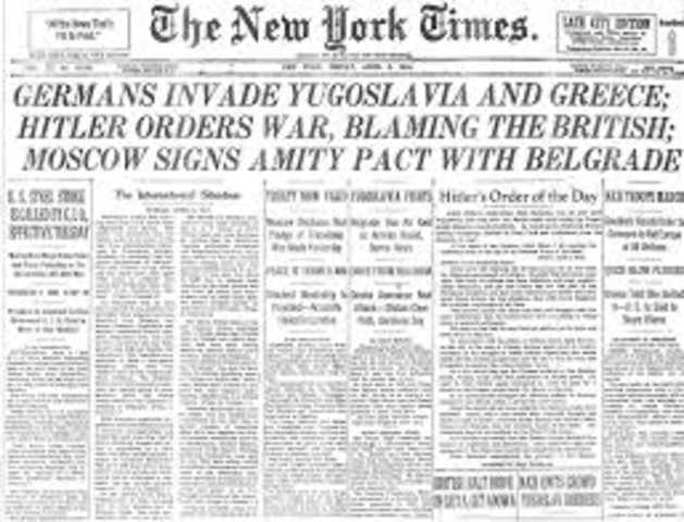 Germany invades Greece and yugoslovia