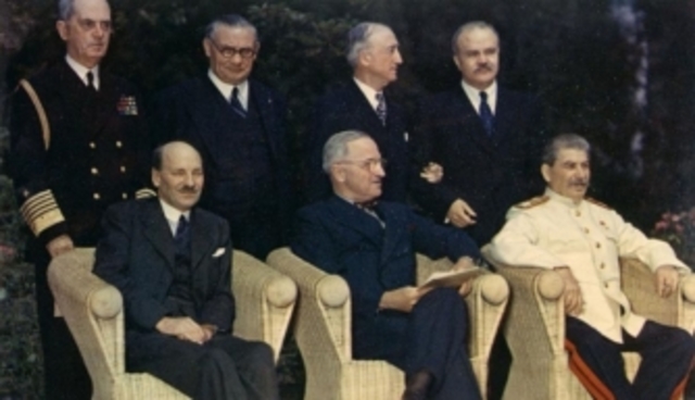 First U.S. atomic bomb test; Potsdam Conference begins.