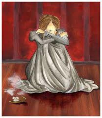 Jane was hit in the head with a book by her cousin John and gets sent to the Red Room