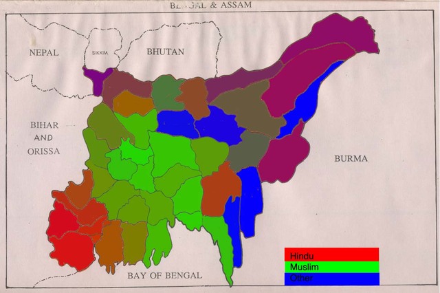 The British government divided Bengal into separate Hindu and Muslim sections
