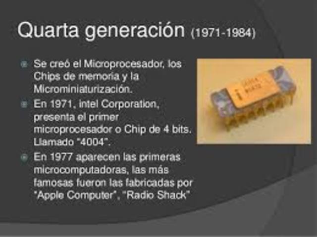 1971-1981 CUARTA GENERACION NACE EL MICROPROCESADOR. APARECEN LAS MICROCOMPUTADORAS Y LOS PC´S