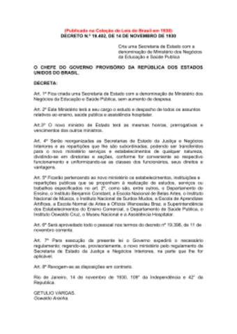 Decreto nº 19.402 de 14 de novembro de 1930