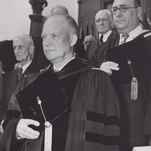General Dwight David Eisenhower becomes the 13th President of Columbia University.