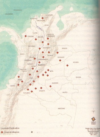 Distribucion de Frentes de las FARC