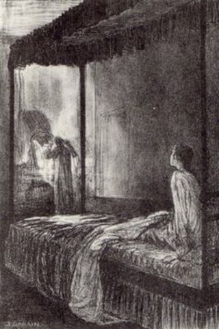 Jane sees a figure rip her veil