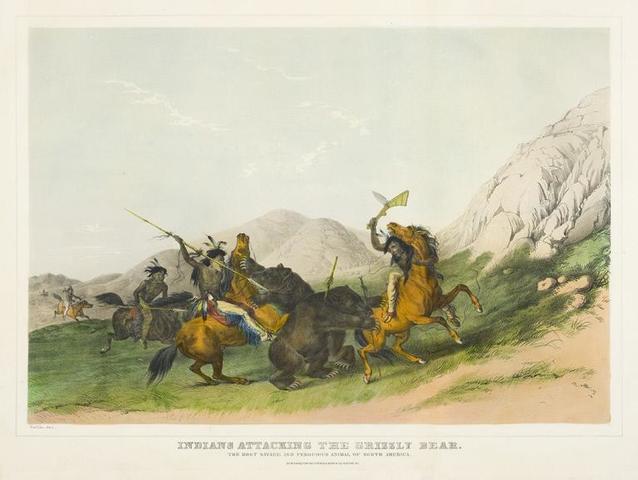 Indian's Attacking the Grizzly Bear