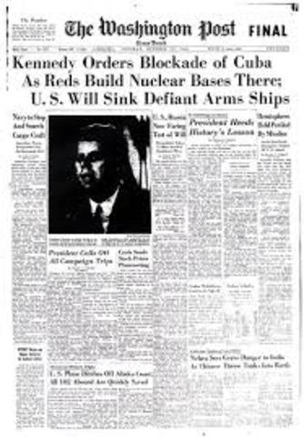 Soviet ships on their way to Cuba are stopped