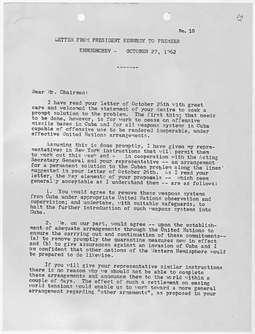 Oct. 27, 1962 - more letters from Khrushchev