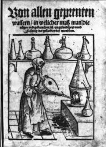 Viennese Physican Michael Puff von Shrick writes "A very useful luttle book in Distillation" describing over 80 herbal liquors