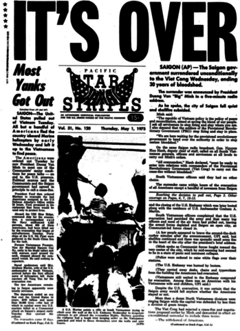 Vietnam war it is over  Thursday May 1st 1975