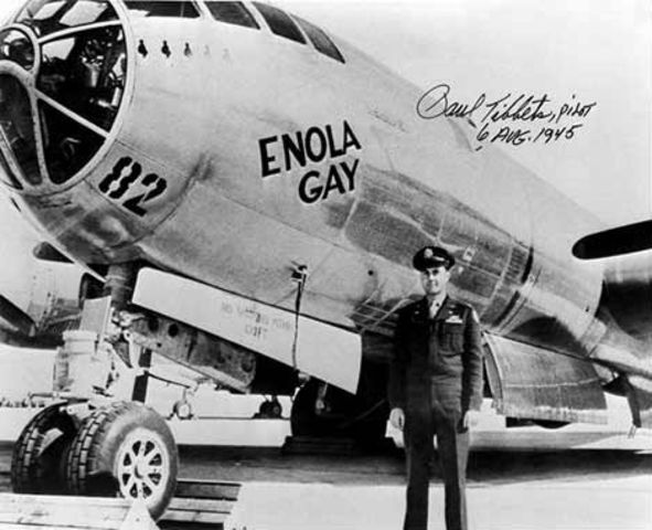 An atomic bomb called the “Enola Gay” on Hiroshima.