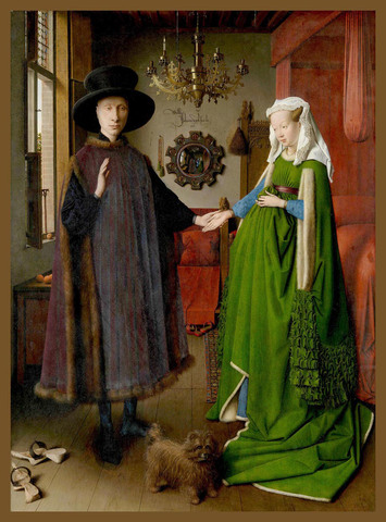 “Retrato de Giovanni Arnolfini y su esposa Giovanna Cenami.”:  Hecho por Jan Van Eyck (Creacion Artistica)