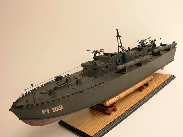 JFK's boat, PT-109, was rammed by a Japanese warship and split in two.