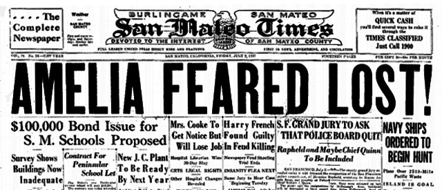 Amelia Earhart goes missing and is never found