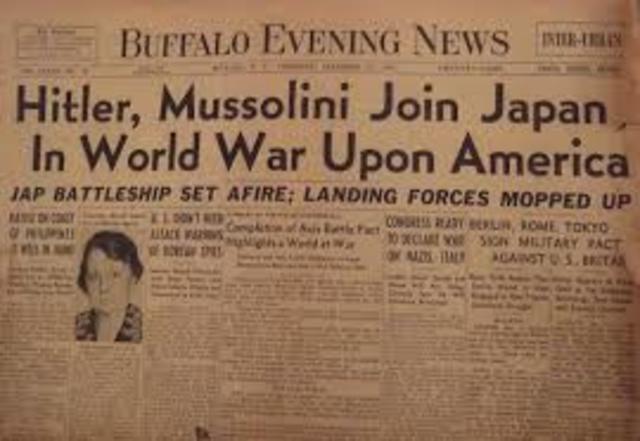 Germany and Italy declare war on U.S.