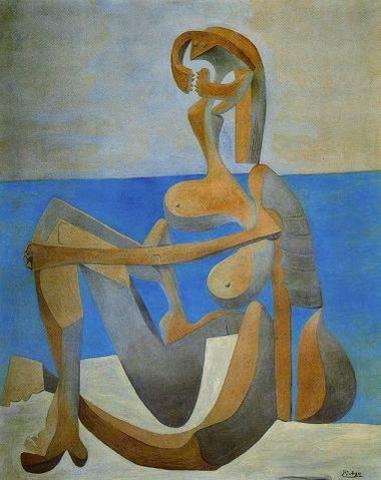 Cuadro de Picasso "bañista sentada en la orilla del mar"