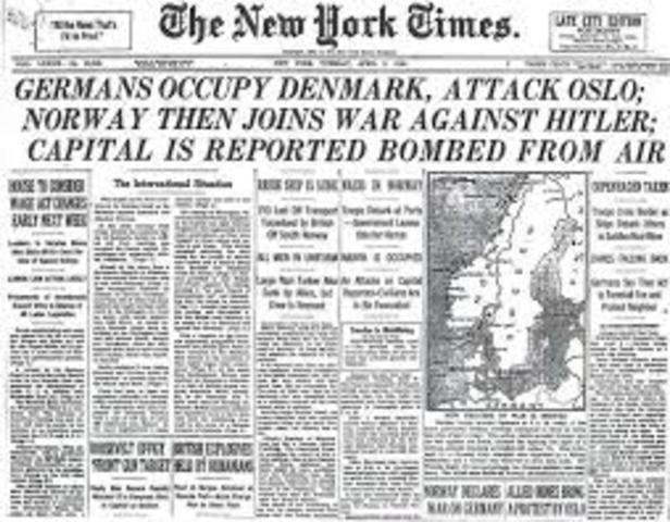 Denmark is conquered by Hitler