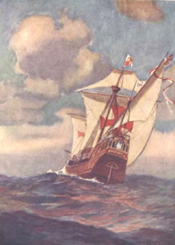Christopher Columbus sails the ocean blue