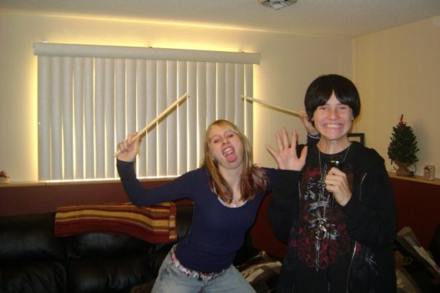 Playing guitar hero world tour