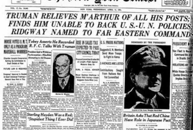 Truman relieves MacArthur of Command