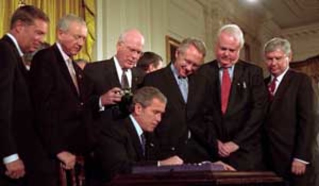 President Bush reverses himself and signs the Civil Rights