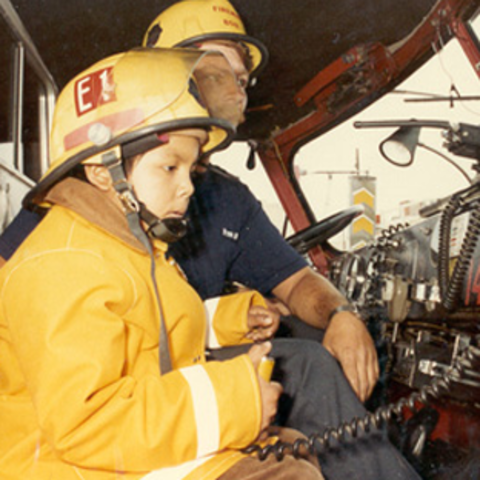 The first official wish of the Foundation is fulfilled Frank "Bopsy" Salazar's wish ed to be a fireman