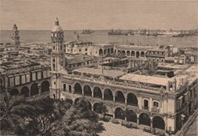 In 1551, the construction of the first harbor was begun in Veracruz and trade with the Orient was initiated when the mercantile route between Acapulco and Manila was established