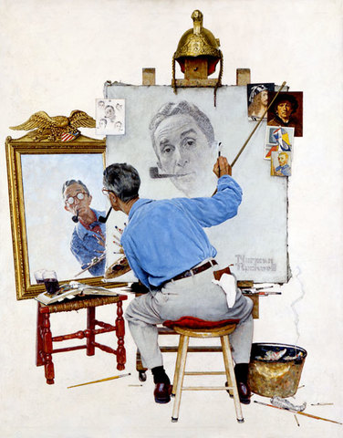 Rockwell. "Triple Self-Portrait." (1960).