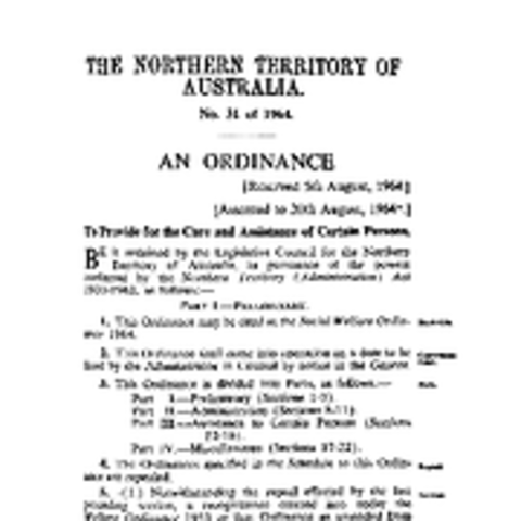 1918 Northern Territory Aboriginal Ordinance Act