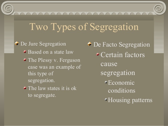 De jure vs.De Facto Segregation