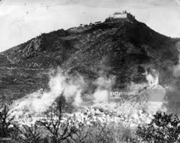 Allies bomb the monastery at Monte Cassino