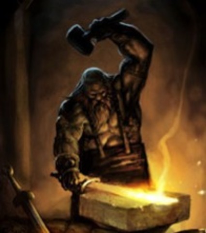 El Caballero va con el herrero para abollar la armadura