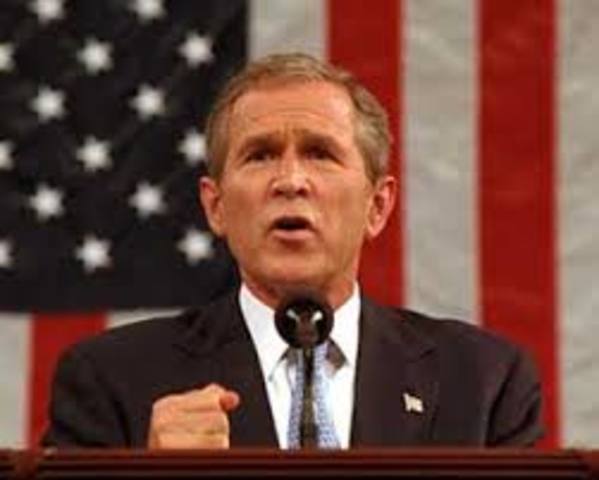 Bush gives Hussein ultimatum- step down or be removed