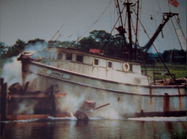 Hurricane Carmen is shown hitting the Bayou where Forrest took his boat