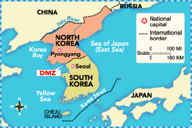 North and south korean map