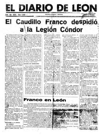 Franco despide en la base aérea deLa Virgen del Camino (León) a la Legión Cóndor (tropas nazis)