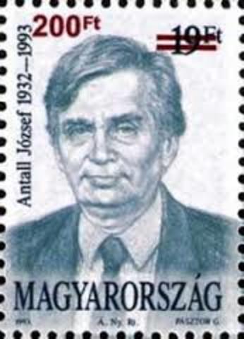 Jozsef Antall elected prime minister of Hungary