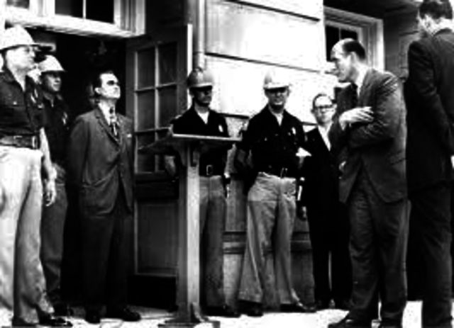 Govenor George Wallace Standing in Front of Alabama State College
