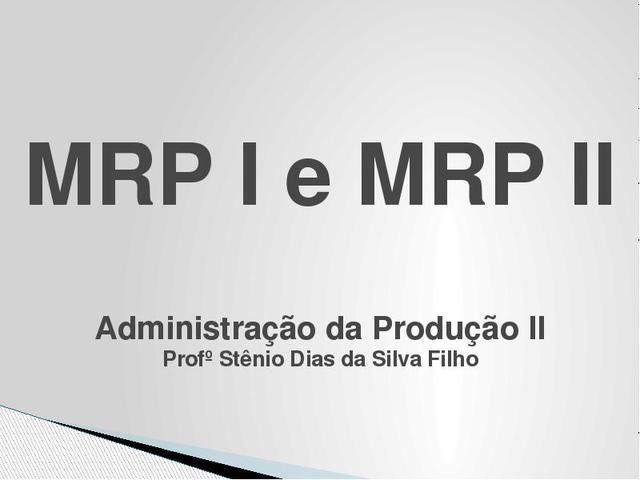 MRP & MRP II