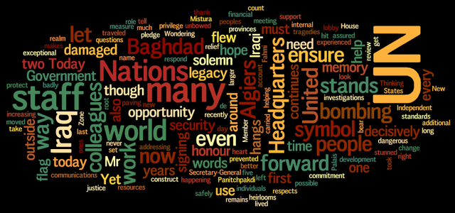 Remarks at ceremony to commemorate the 5th Anniversary of the bombing of the UN Headquarters in Baghdad