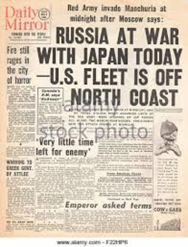 L'Union Soviétique déclare la guerre sur Japon