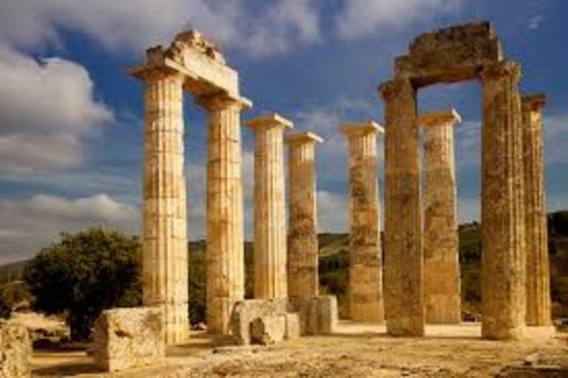 The Temple of Zeus was constructed at Nemea using Doric styled columns