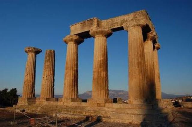 The Temple of Apollo was constructed at Corinth using Doric styled Columns