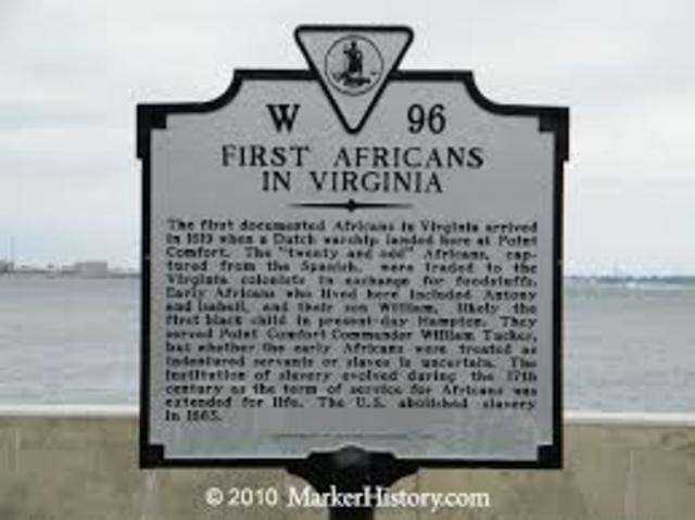 1619- First Africans arrived in Virginia