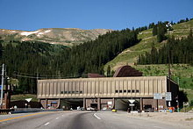 The Eisenhower tunnel begins construction. (social)